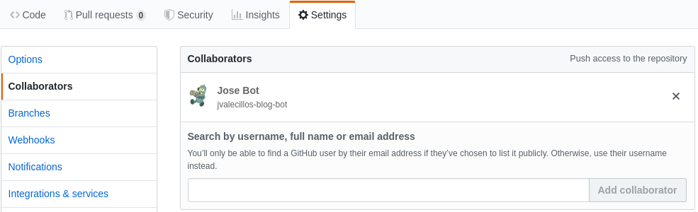 add collaborator for blog repository