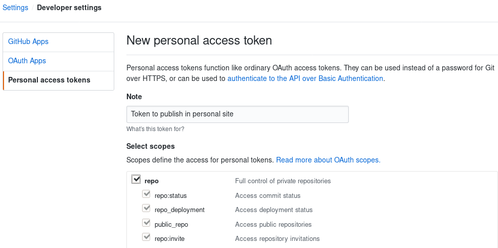 create new personal access token for bot account